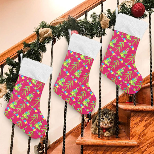 Julklapp, Personliga Julklappsstrumpor 2-pack Grön Julgran Blå Polka Dots Röd 45,7 cm Julstrumpor Hängande Ornament Kam