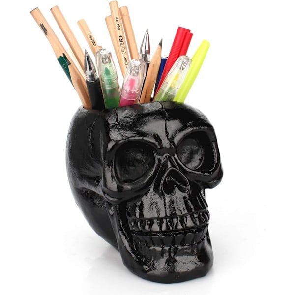 Blck Skull n & ncil Holder Skeleton Key Holder Mkeup Brush Holder flower pot Home Office Desk Supplies Orgnizer ccessory Blck Skull Black Skull