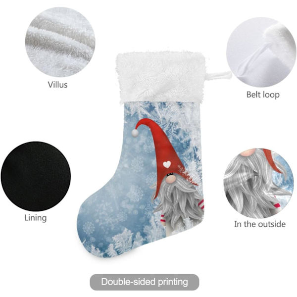 Julstrumpa, Personliga Julstrumpor 2-pack Jul Blå Snöflinga Tomte 18 tum Julstrumpor Hängande Ornament Kamin