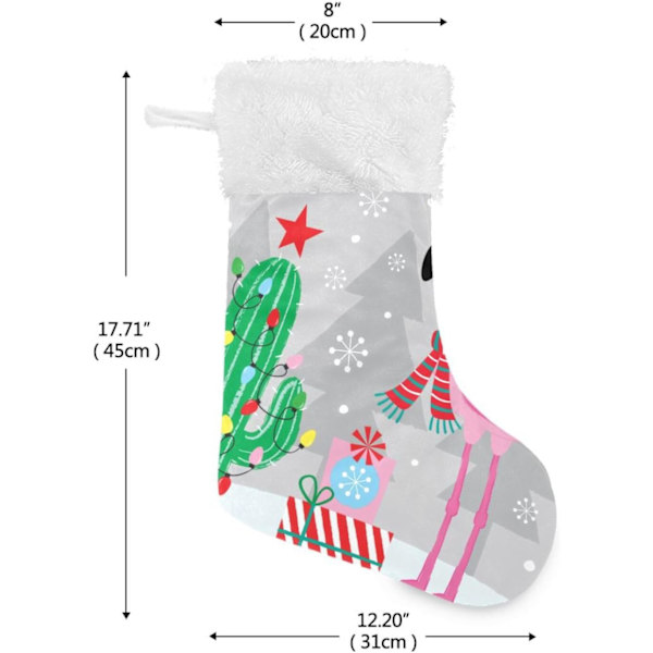 Julklapp, personliga julklappsstrumpor 2-pack Jul Flamingo Kaktus Växt 45,7 cm Julstrumpor Hängande Ornament Eldstad