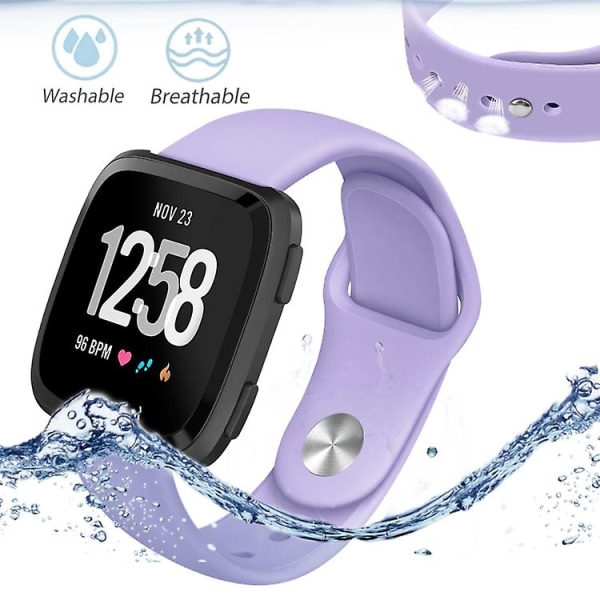 Til Fitbit Versa 2 / Fitbit Versa Lite Solid Color Silikonurrem TRS Pink Purple