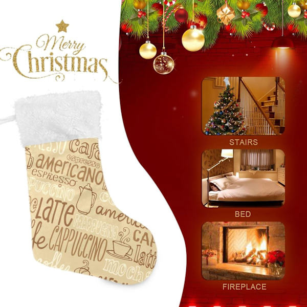 Julklapp, personliga julklappsstrumpor 2-pack Kaffeeklotter 45,7 cm Julstrumpor Hängande Ornament Kamin för träddekoration 17