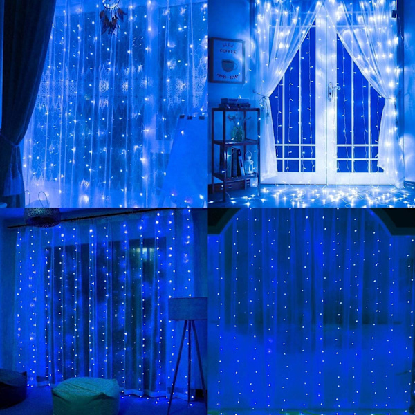Vinduesgardin Lyskæde, 300 LED 8 Lystilstande Fe Lys USB
