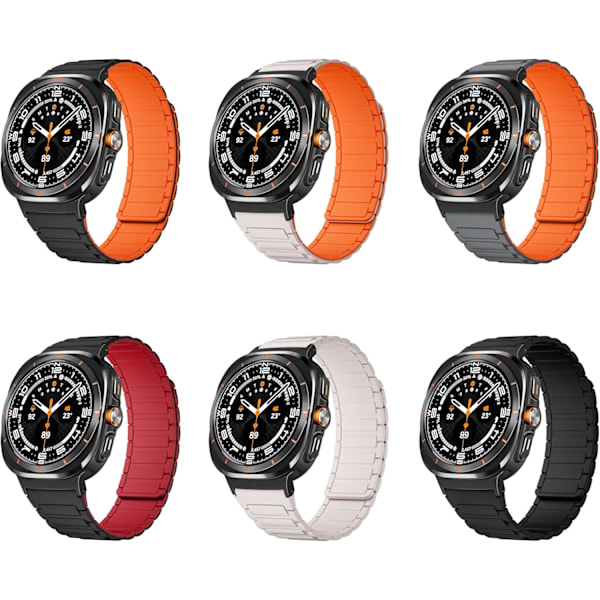 Robust magnetisk silikone rem kompatibel med   Galaxy Watch 7 Ultra 47mm rem (2024), stærk magnetlink silikone sport udskiftningsrem til mænd