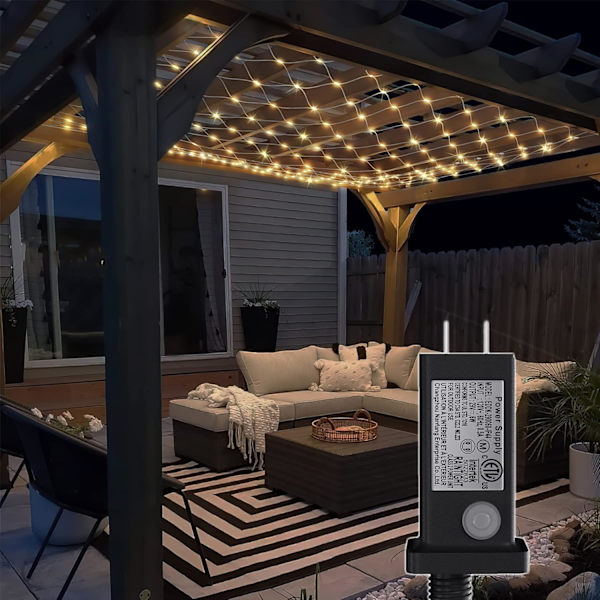 Nätljus utomhus, 480 LED paviljongnätljus, 10×10 FT anslutningsbara ljusslingor med 8 belysningslägen, LED-nätljus för buskar, trädgård, 10×10