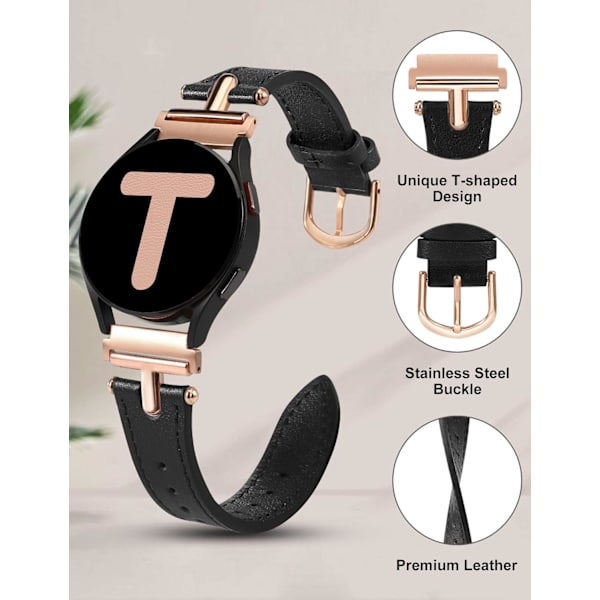 Läderarmband Kompatibelt med   Galaxy Watch 7/6/5/4 Band 40mm 44mm/Watch 6 Classic 43mm 47mm/Watch 5 Pro 45mm/Watch 4 Classic 42mm 46mm/Watch 3
