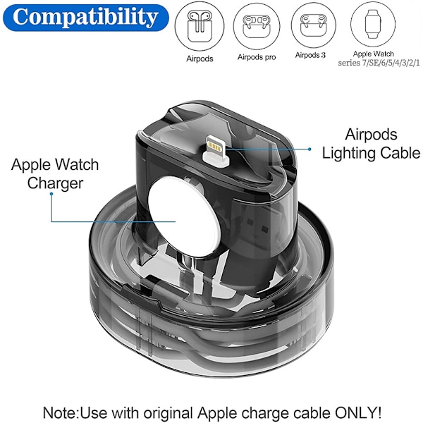 Lader for Apple Watch Stand Airpods 2-i-1
