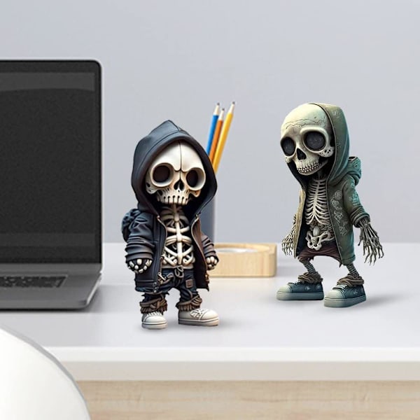 Seje skeletfigurer statue cool     hjemmeindretning sød kranie mini figur samleobjekter DIY håndværk til skrivebordsdekorationer (stil 4 stk) stil 4 stk