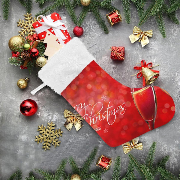 Julklapp, Personliga Julklappsstrumpor 2-pack Champagne Jul Gott Nytt År 18 tum Julstrumpor Hängande Ornament Ka