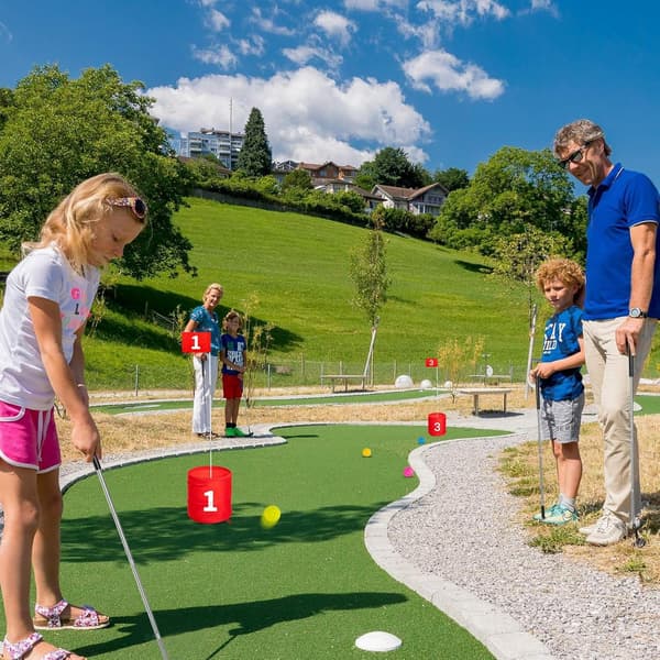 JamY Home Backyard Game Golf 2 køller og 5 bolde egnet til 9/6/3-hullers baghavegolf, haveøvelse, udendørs indendørs golf
