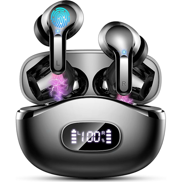 2025 Bluetooth 5.3 Trådlösa Hörlurar - 4 ENC Brusreducering, IP7 Vattentät, 40H Speltid, USB-C