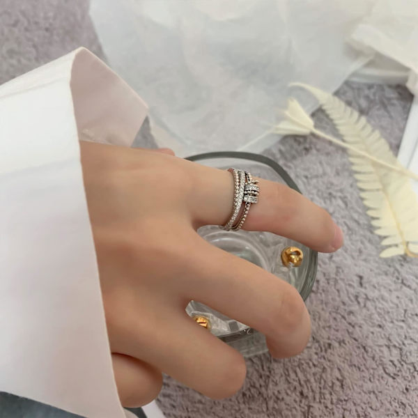 Fidget Ring för ångest kvinnor - Pärlor Spinner Ring från mamma till kvinnor eller flickor