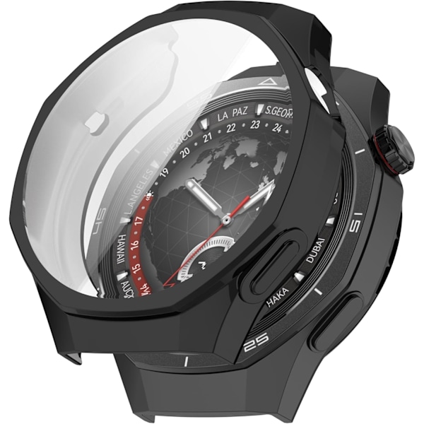 Huawei GT5 Pro 46mm Etui med Skærmbeskytter, TPU Fleksibel Stødsikker Ridsefast Cover Etui til Huawei Watch GT 5 Pro 46mm (Sort) Sort