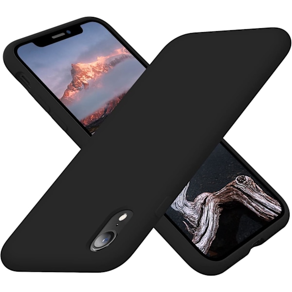 Designat för iPhone XR Skal, Silikon Ultra Slim Stötsäkert Telefonskal med [Mjukt Anti-Rep Mikrofiberfoder], 6.1 tum, Svart Svart