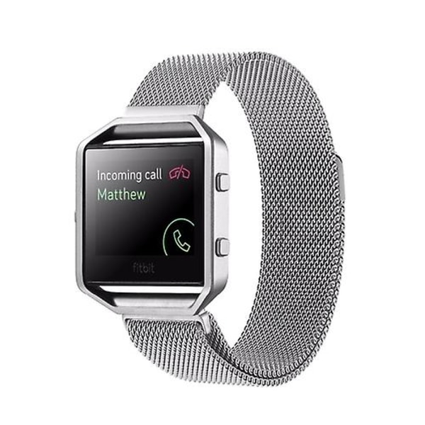 For Fitbit Blaze Watch Loop Magnetisk Lukning Spænde Rustfrit Stål Rem BRP Silver