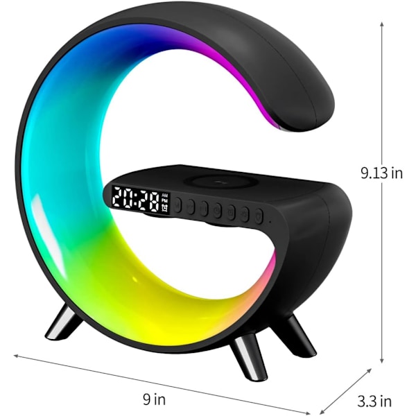 BKDRL Bluetooth-højttaler trådløs oplader med bærbar lille minihøjttaler, trådløs stemningslampe, multifunktionel RGB-nattelys alarmur &