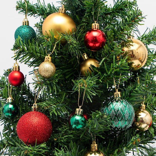 Julgransprydnader, 50 st julgranskulor set röd grön guld