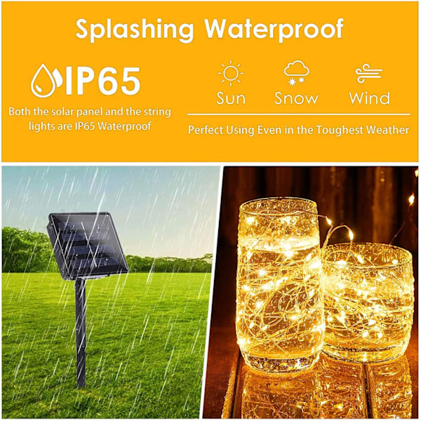 Solcellslingor utomhus, 4-pack 160FT 400 LED solcellslampor för utomhus vattentät koppartråd med 8 lägen solcellslampor för