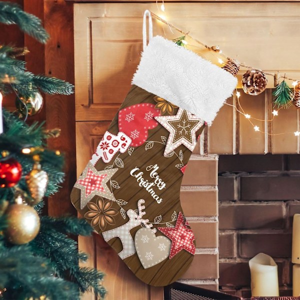 Weihnachtsstrumpf, Personalisierte Weihnachtsstrümpfe 2er Set Weihnachten Lebkuchen Braun Holz 18 Zoll Xmas Strümpfe Hängende Ornament Kamin für