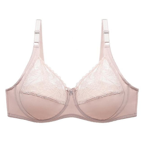 Spets sexig bh för kvinnor, enfärgad, ihålig underkläder, kvinnor, ultratunn, tjock c d-kupa, soutien gorge, plus size, underkläder Beige 95c