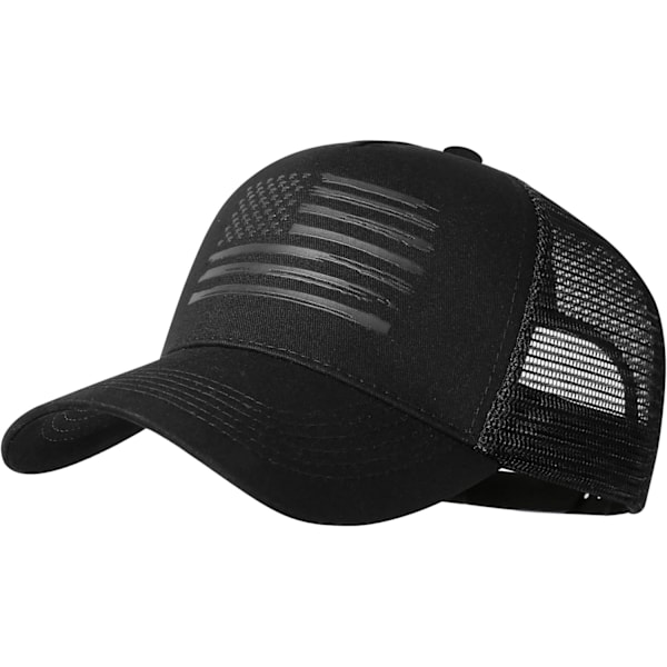 Amerikansk flagg Trucker Hat - 3D-embosert logo Mesh Snapback Hat