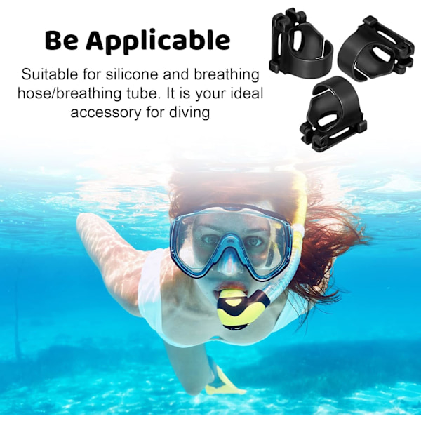 6 stk. Sort Snorkel Clip - Universal Snorkel Holder Clip til dykning
