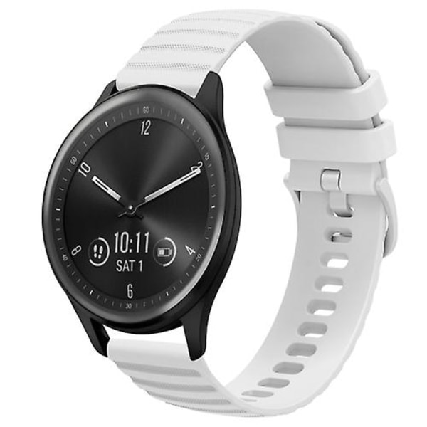 Til Garmin Vivomove Sport 20mm Bølget Punkt Mønster Ensfarvet Silikone Urrem CRO White