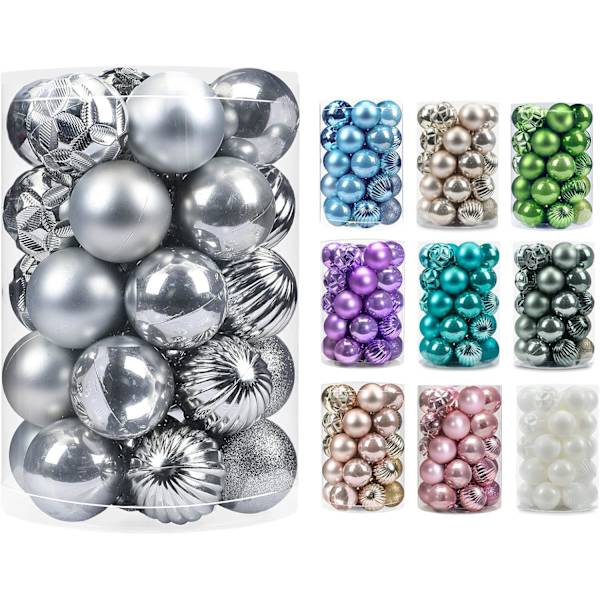 Set med 24 julgranskulor (40 mm, silver)