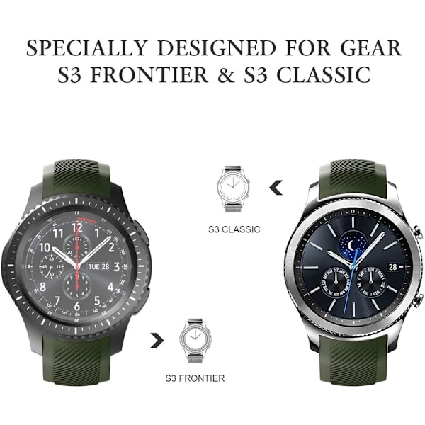 Gear S3 Frontier Band uden huller, silikoneerstatningsrem til