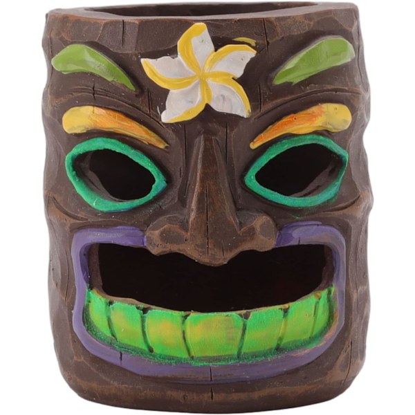 Tiki Totem n Holder, Ny Fluorescerende Resin Tiki Totem Blyantholder, Tiki Ornament n Kopp for Blyanter, Pensler og Kontorrekvisita  Tiki  Tiki Totem