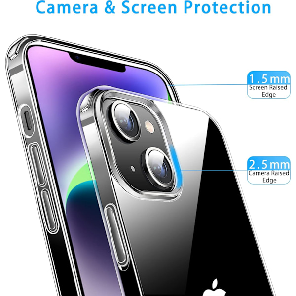 Kompatibelt med iPhone 14 Skal Transparent, Mjukt Stötsäkert Skyddande Slimmad Tunn Telefon Bumper Fodral Genomskinligt Telefonskal Transparent