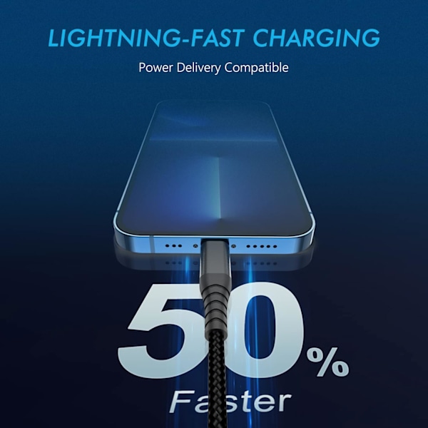 USB C till Lightning-kabel, 6Ft+9Ft [Mfi-certifierad] 20W