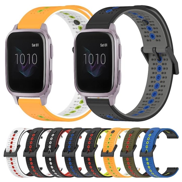 For Garmin Venu Sq 20mm Tricolor Åndbar Silikone Urrem LHY Black-Grey-Blue