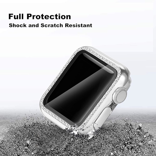 40 mm Bling-fodral kompatibelt med Apple Watch-armband med inbyggt härdat glas