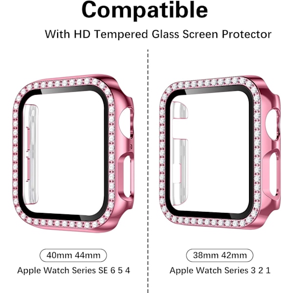 Hardt etui for Apple Watch 44Mm, Bling Diamonds med skjermbeskytter