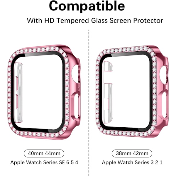 Hårt fodral för Apple Watch 42 mm, Bling Diamonds med skärmskydd