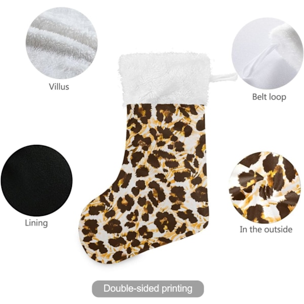 Jule-Strømpe, Personlige Jule-Strømper 2-pak Leopard Zebra Mønster 45,7 cm Jule-Strømper Hængende Ornament Pejs til Trædekoration