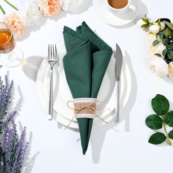 100 stk blonder og lerretsringer til fest, lerrets serviettringer, DIY bryllupsdekorasjon for