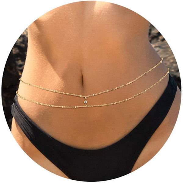 18K gullbelagt midjekjede Body Chain for kvinner