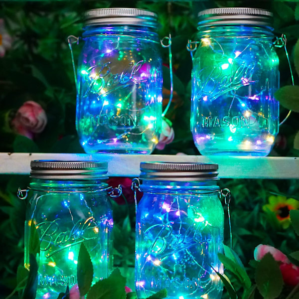 Solcellsburk med LED-slingor för glasburkar [Uppdaterad], 8-pack 20 LED Vattentäta Fe-slingor för glasburkar med Hängare (Inga burkar), Utomhusgård Bröllop