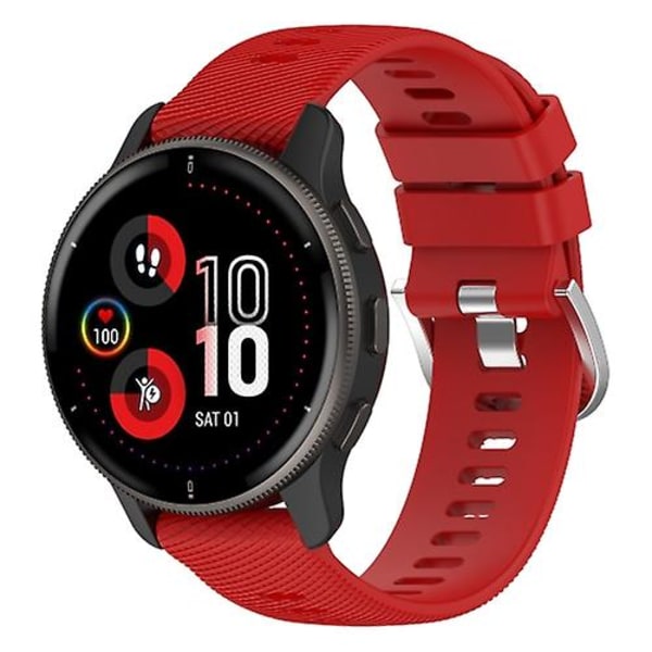 For Garmin Venu 2plus 20mm Cross Textured Silicone Watch Band FXC Red