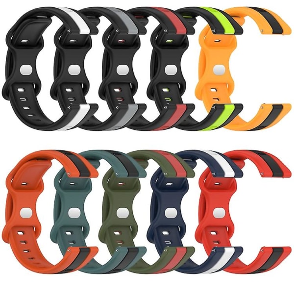 För Garmin Forerunner 158 20mm Fjärilslås Tvåfärgat Silikon Armband XWK Black-White