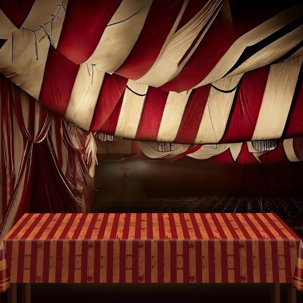 4 stk. Halloween uhyggelige karnevalsbordduge - 108 x 54\" Blooy Circus Carnival-bordduge - engangsbrug Halloween onde bordduge til gyserfilm Re