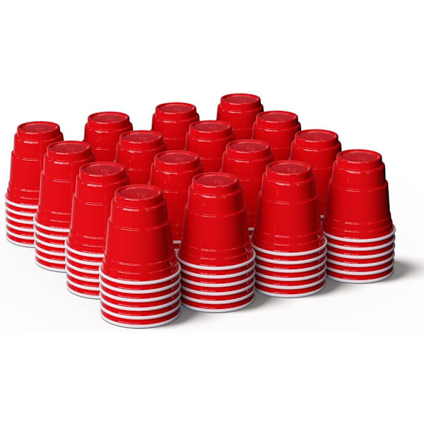 100 stk. 2oz. Mini Røde Shot Kopper - Engangsbrug og Lille Størrelse Perfekt til