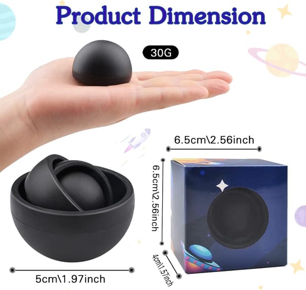 3D Infinite Flip Fidget - Stressball for ADHD - Barn/Voksne (Svart)