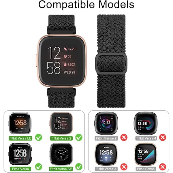 Flätade stretchiga remmar som är kompatibla med Fitbit Versa 2 - Mjuk justerbar sportrem