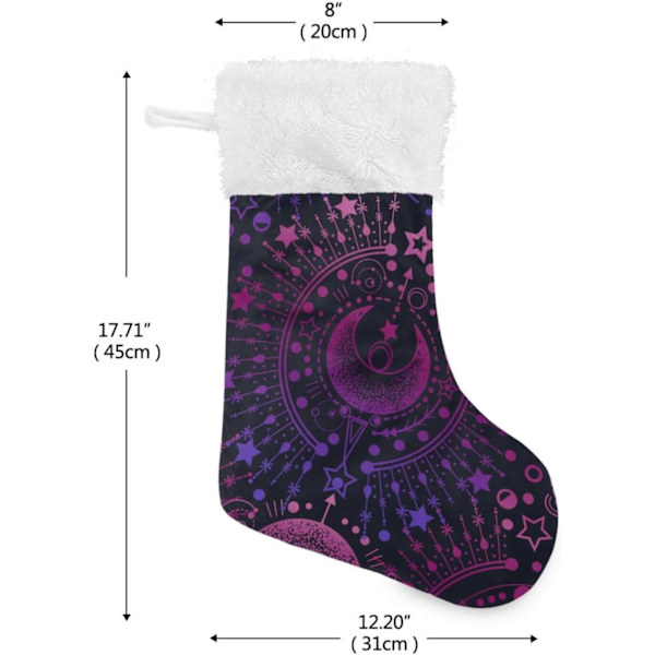 Julklapp, Personliga Julklappsstrumpor 2-pack Boho Konstellation Stjärntecken Lila 45,7 cm Julstrumpor Hängande Ornament Kamin