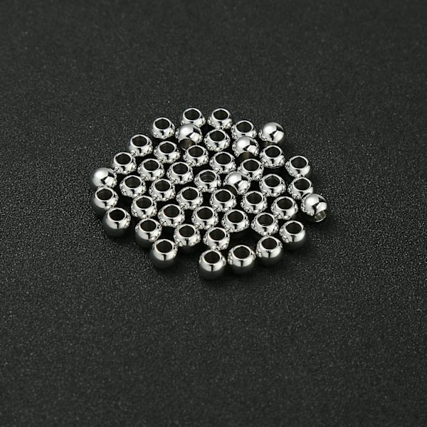 304 rustfrit stål glatte runde afstandsperler - 60 stk. 6 mm sømløse løse perler til smykkefremstilling