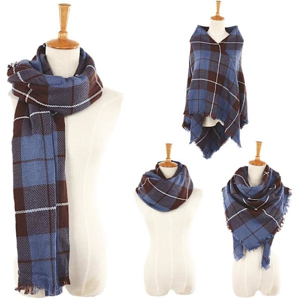 Varm dam filt halsduk oversized tofs tartan wrap sjal rutig mysig rutig