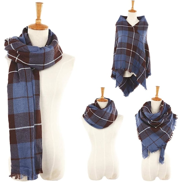 Varmt damtæppe tørklæde Oversized kvast Tartan Wrap Sjal Plaid Cozy Ternet